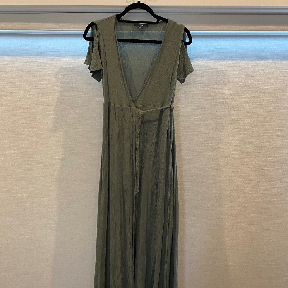 Heart of Marigold sage Green Wrap Maxi Dress